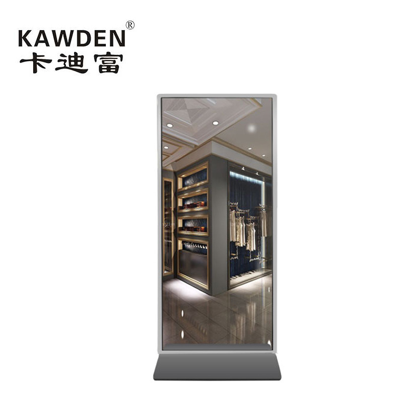 北京42寸镜面广告机 立式玻璃展柜智能互动高清显示屏厂家