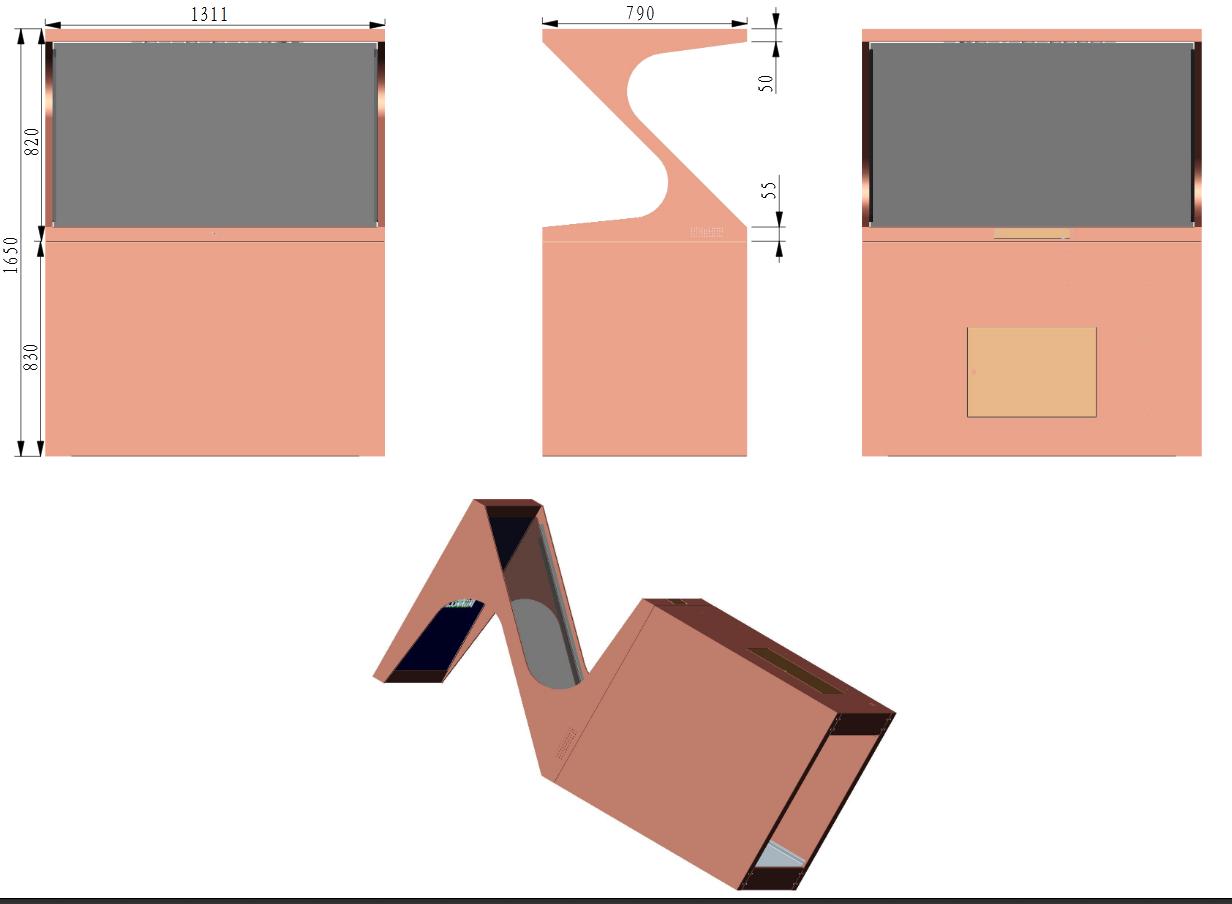 55寸180度全息投影柜尺寸图