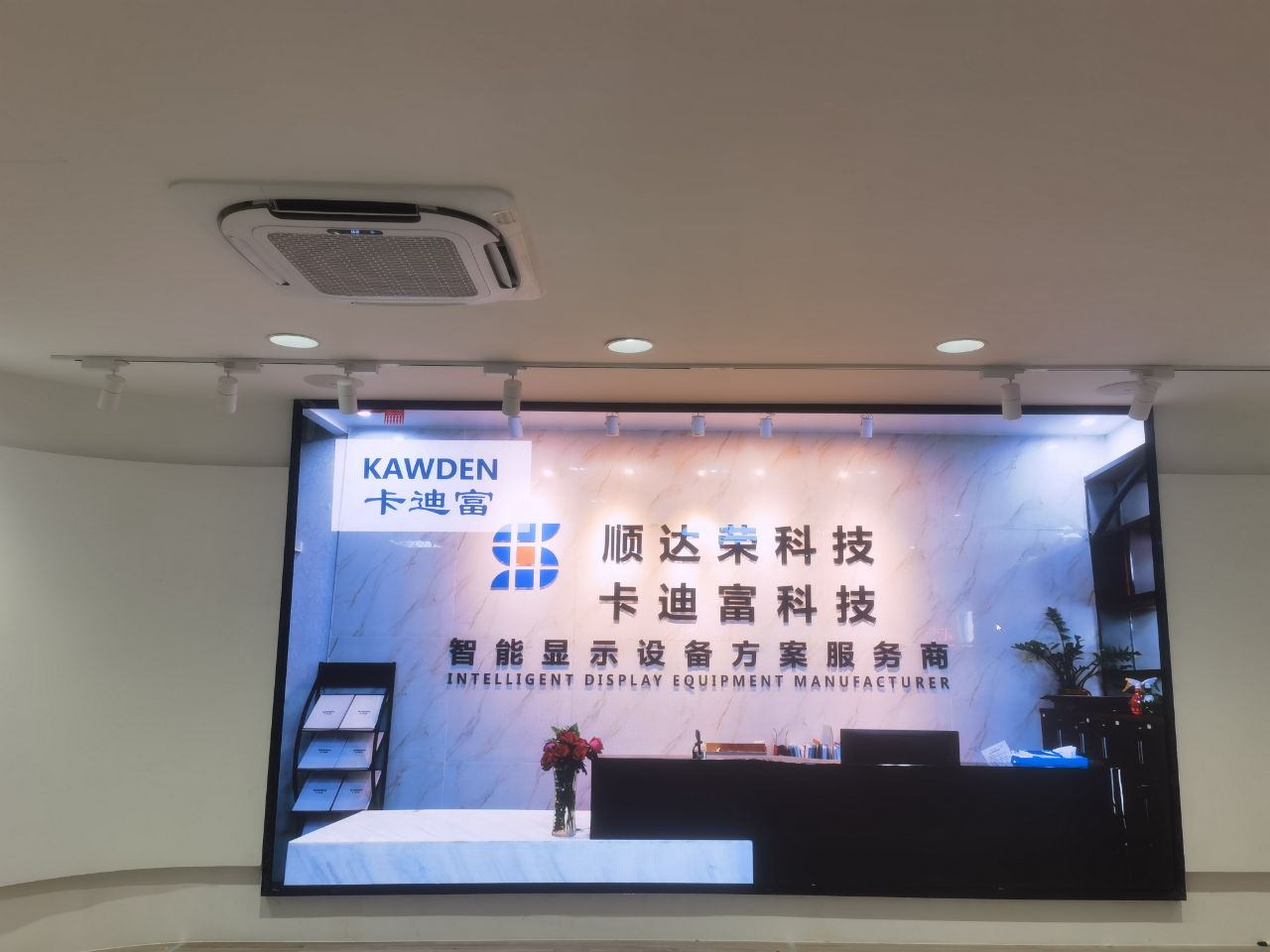 香港元朗区P1.25全彩屏会议室4.87米X2.50米案例展示图片