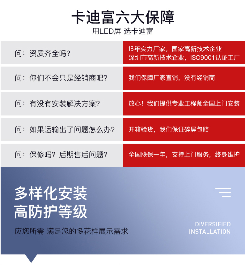 卡迪富led小间距全彩屏产品技术参数